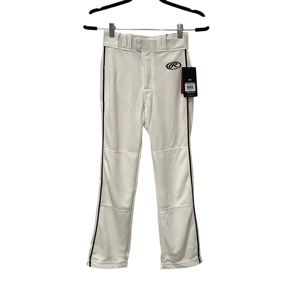 Rawlings, Baseball Pants, Youth Medium, White with Black pinstripe, KB510
